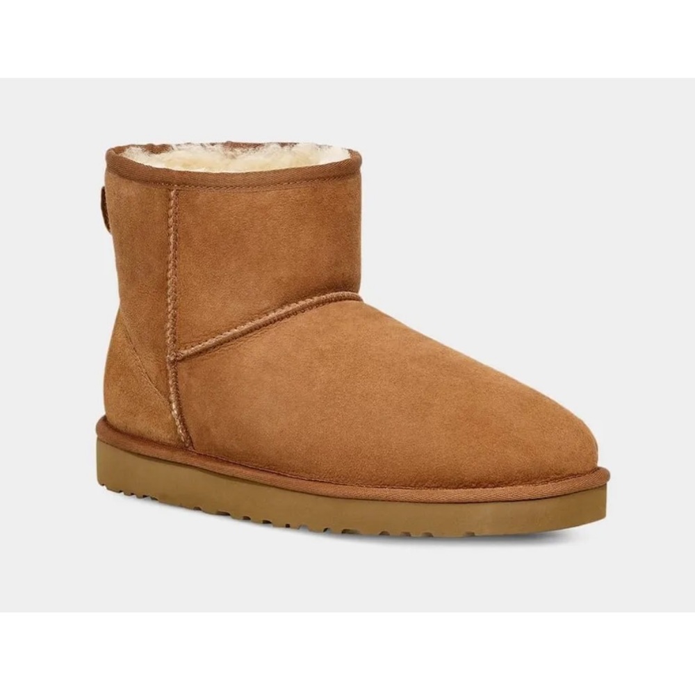 UGG Men's Classic Mini Boot Chestnut Suede Sheepskin Ankle Bootie Slip-On 16 - Picture 2 of 10